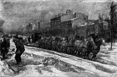 Paris sous la neige, hiver 1879-1880 : la chasse-neige du Boulevard Montparnasse - French School