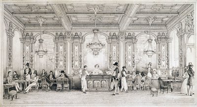 Café parisien au début du XIXe siècle. - French School