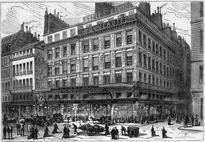Grands magasins parisiens : vue extérieure de la "Cité de Saint Denis", à l