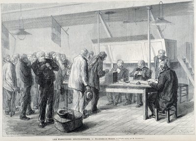 Élections parlementaires : un bureau de vote en Beauce - dans « Le Monde Illustré », mars 1876 - French School