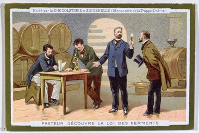 Pasteur découvrant la fermentation, carte publicitaire pour la Chocolaterie d