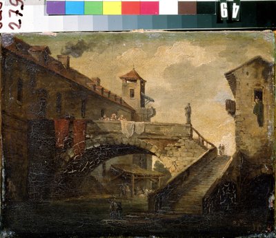 Paysage dans un village français - French School