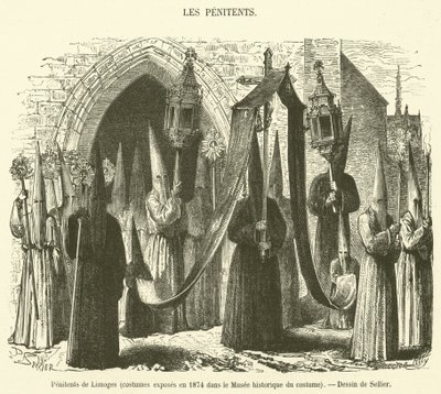 Pénitents de Limoges, costumes exposés en 1874 dans le Musée historique du costume - French School