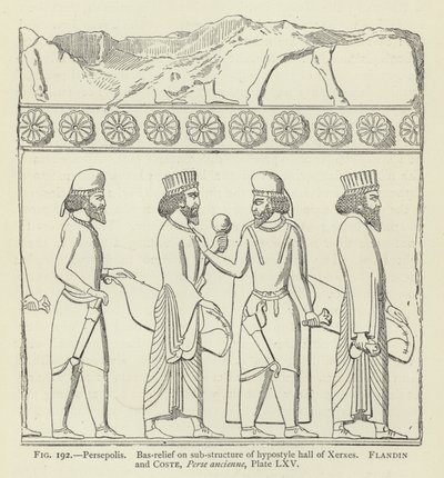 Persépolis, Bas-relief sur la sous-structure de la salle hypostyle de Xerxès - French School