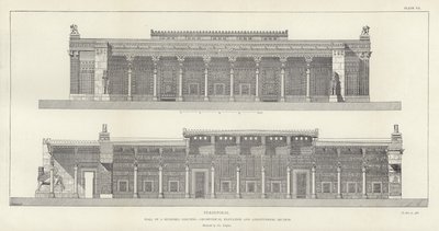 Persépolis, salle des Cent Colonnes, élévation géométrique et section longitudinale (restaurée par Ch Chipiez) - French School