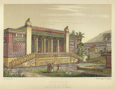 Persépolis, Palais de Darius, Vue en perspective de la façade - French School
