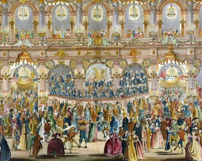 Vue en perspective de la salle de bal, construite dans la cour de l