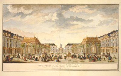 Vue en perspective de la Place de Louis le Grand avec les salles construites à l
