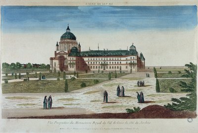 Vue en perspective du monastère du Val-de-Grâce depuis les jardins - French School