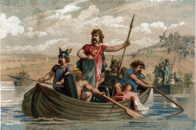 Pharamond traversa le Rhin avec des guerriers francs et devint le premier duc des Francs saliens de 420 à 428 - French School