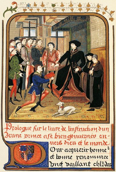 Philippe le Bon (1396-1467) sous un dais, gravure de Instruction jeune prince, contenu dans Dictionnaire du mobilier et de la décoration, Henry Havard, Volume II - French School