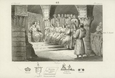 Philippe V de France et les États généraux rejettent la revendication au trône de Jeanne II de Navarre, vers 1317 - French School