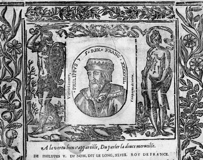 Philippe V, le Long, portrait gravé en médaillon - French School