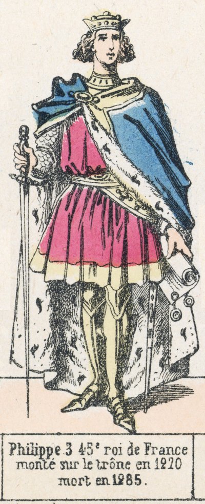 Philippe III, 45e roi de France, monte sur le trône en 1270, mort en 1285 - French School