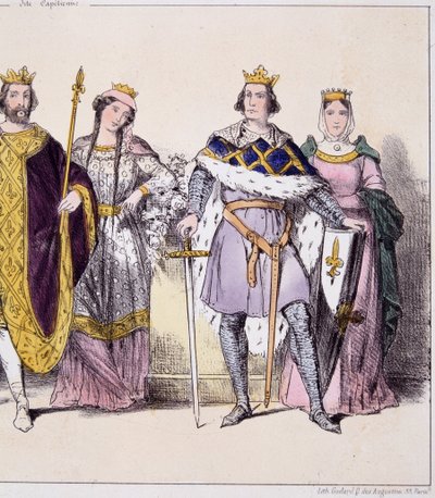Philippe Auguste et Isabelle de Hainaut - dans "La monarchie française en estampes" - French School