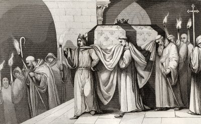 Philippe III (1245-85) le Hardi aide à porter le cercueil de son père, de 