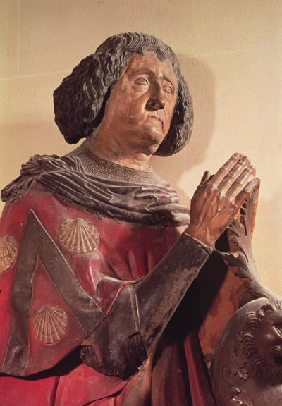 Philippe de Commynes (1447-1511) de son tombeau (pierre polychrome) - French School