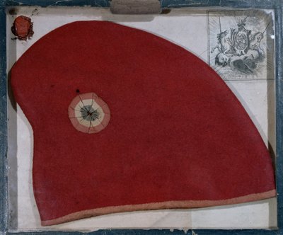 Bonnet phrygien avec une cocarde tricolore de la période de la Révolution française - French School