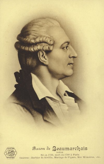 Pierre Beaumarchais (1732-1799), dramaturge français (lithographie) - French School