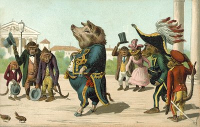 Cochon habillé en général - French School