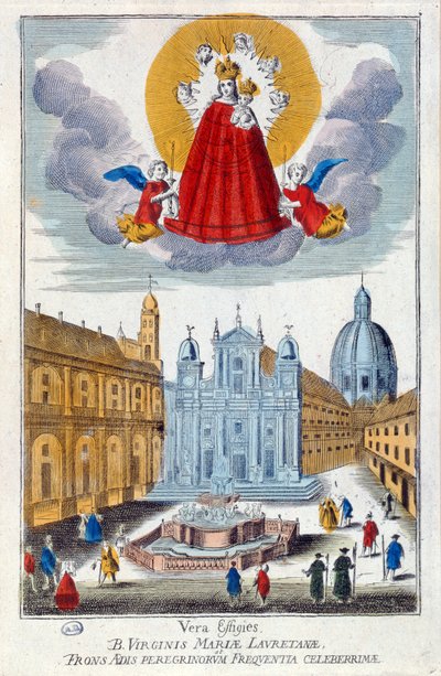 Pèlerins visitant le sanctuaire de Notre-Dame de Lorette, XVIIIe siècle - French School