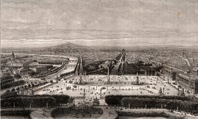 Place de la Concorde à Paris - gravure dans «La France illustrée: géographie, histoire, administration statistique» par V.A. Malt-Brown. 1884 - French School