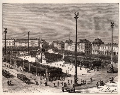 Place de la République à Paris - gravure dans "La France illustrée : géographie, histoire, administration statistique" par V.A. Malt-Brown. 1884 - French School