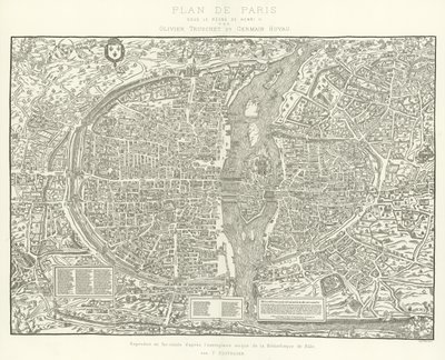 Plan de Paris, sous le Règne de Henri II par Olivier Truschet et Germain Hoyau - French School