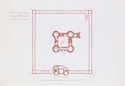 Plan pour le premier étage du Donjon de Vincennes, 1810 - French School