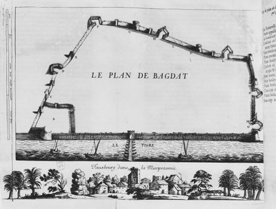 Plan de Bagdad, des Six Voyages de J. B. Tavernier, 1676 - French School