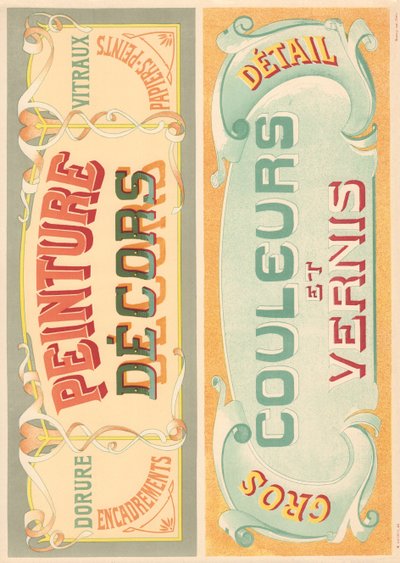 Planche 22 : Modèles de signalisation pour peintre de lettres Art Nouveau - French School