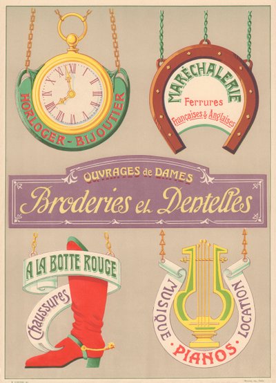 Planche n° 15 : Modèles de signalisation pour peintre de lettres Art Nouveau - French School