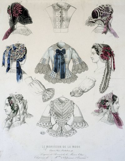 Planche de tasses et corsets - dans «Le Moniteur de la Mode» - French School