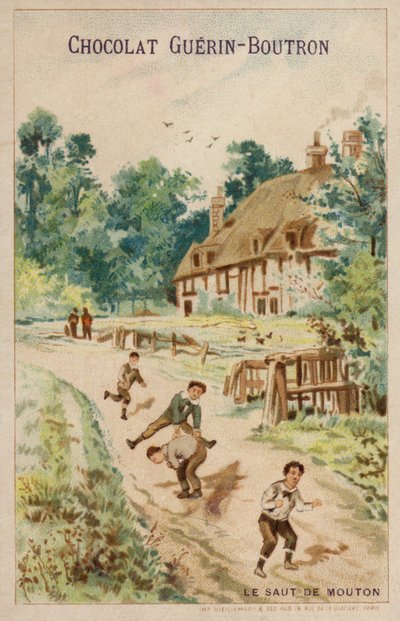 Jeu de saute-mouton (chromolithographie) - French School