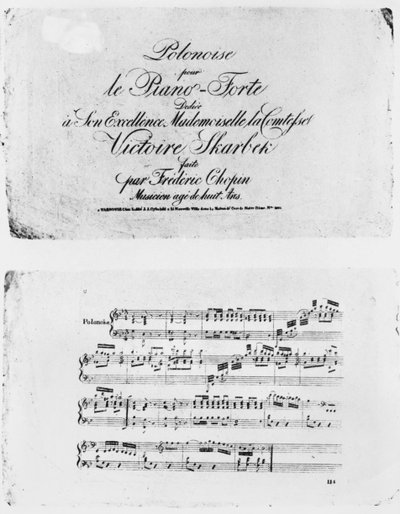 Polonaise pour pianoforte, dédiée à la Comtesse Victoire Skarbek, écrite par Frédéric Chopin à l