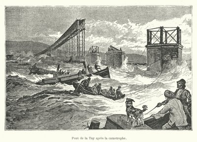 Pont de la Tay après la catastrophe - French School