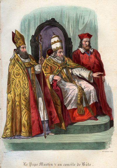 Le pape Martin V (1368-1431) au concile de Bâle en 1431 - French School