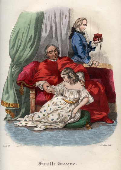 Le pape Pie VI (1717-1799) séduisant une jeune femme - French School