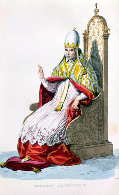 Pape Sylvestre II, de le Plutarque Français par E. Mennechet, Paris, 1835 - French School