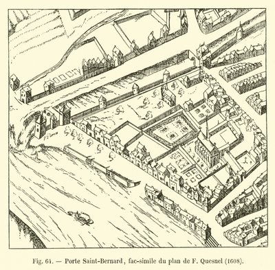 Porte Saint-Bernard, fac-similé du plan de F Quesnel, 1608 - French School