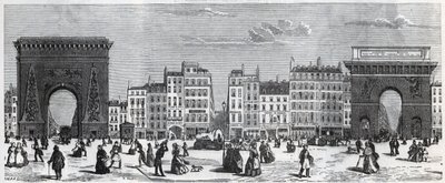 Porte Saint-Denis et rue faubourg Saint-Denis - porte Saint-Martin et rue faubourg Saint-Martin Gravure dans « Tableau de Paris » par Edmond Texier (1815-1887) - French School