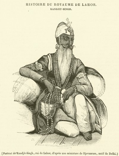 Portrait de Randjit-Singh, roi de Lahor - French School