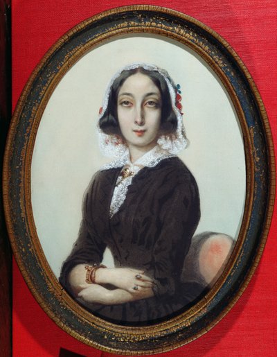 Portrait miniature de George Sand (1804-76) vers 1840 - French School