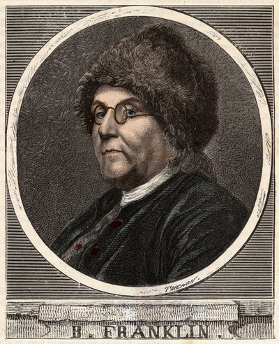 Portrait de BENJAMIN FRANKLIN (1706-1790) imprimeur, éditeur, scientifique, inventeur, homme d