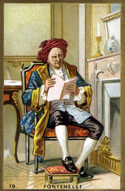 Portrait de Bernard Le Bouyer (Le Bovier) de Fontenelle (1657-1757). Chromolithographie de la fin du XIXe siècle - French School