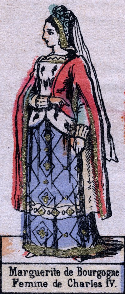 Portrait de Blanche de Bourgogne (ca. 1296-1326), épouse de Charles IV de France. (Dynastie capétienne). Illustration de la fin du 19ème siècle. - French School