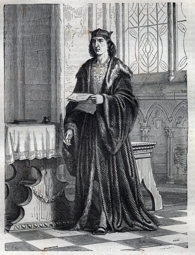 Portrait du cardinal Pietro Carafa ou Caraffa ou Jean Pierre Caraffa futur pape Paul IV (Paolo IV 1476-1559) Gravure dans « Histoire des Papes (...) Crimes des Reines Rois et Empereurs à travers les siècles » par Maurice Lachatre - French School