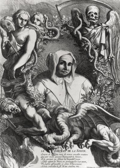 Portrait de Catherine Monvoisin (La Voisin) (1640-80) (gravure) (photo nb) - French School