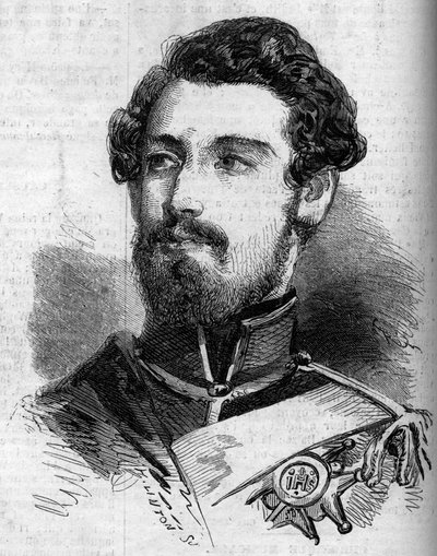 Portrait de Charles (Carl) XV (1826-1872), Roi de Suède et de Norvège. Gravure dans « Le Monde Illustré » n°119 du 23 juillet 1859. - French School