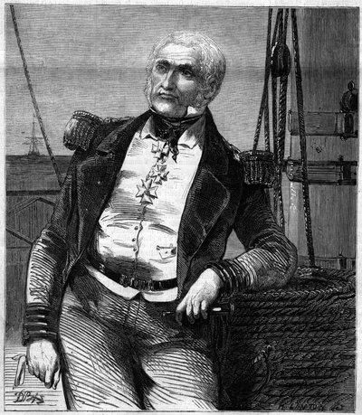 Portrait de Charles Napier (1786-1860), amiral et politicien écossais. Gravure dans « Le Monde Illustré » n°188 du 17 novembre 1860. - French School